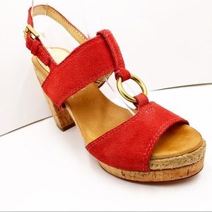 {COACH}Valeann Suede Buckle Platform Sandals